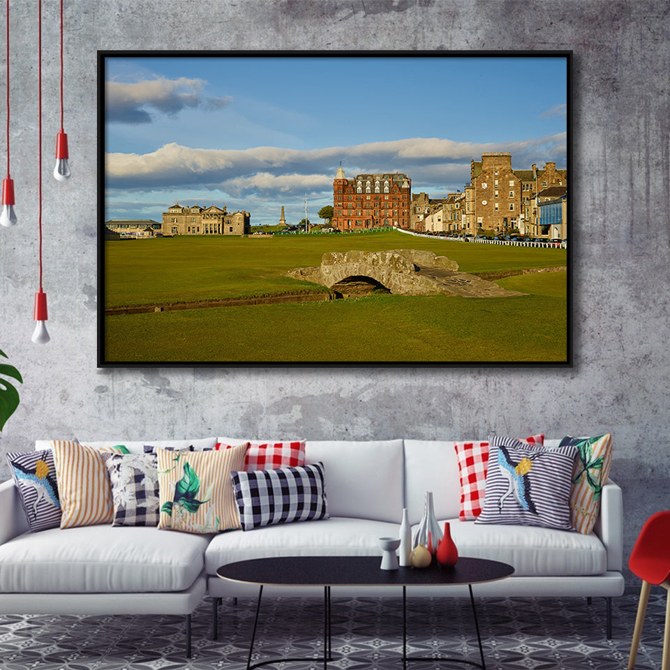 St Andrews Golf Club,Old Course Hole 18, St Andrews, Scotland, Golf Art Print, Framed Canvas Prints Wall Art Decor, Floating Frame