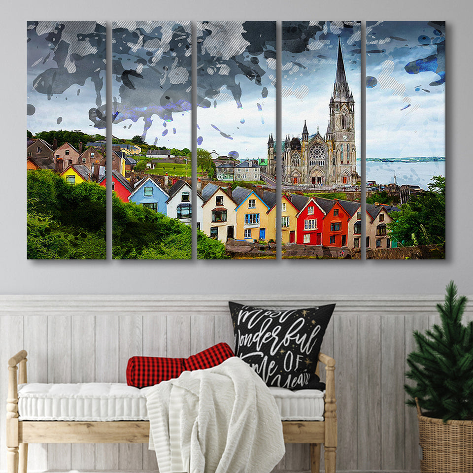St. Colmans Cathedral Cobh 5 Piece B Canvas Prints Wall Art Decor, Multi Panels,Large Canvas, Home Decor