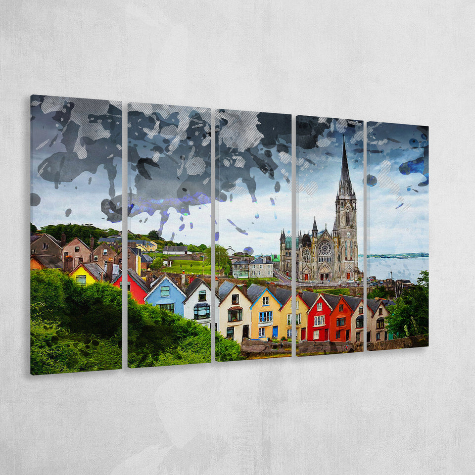 St. Colmans Cathedral Cobh 5 Piece B Canvas Prints Wall Art Decor, Multi Panels,Large Canvas, Home Decor