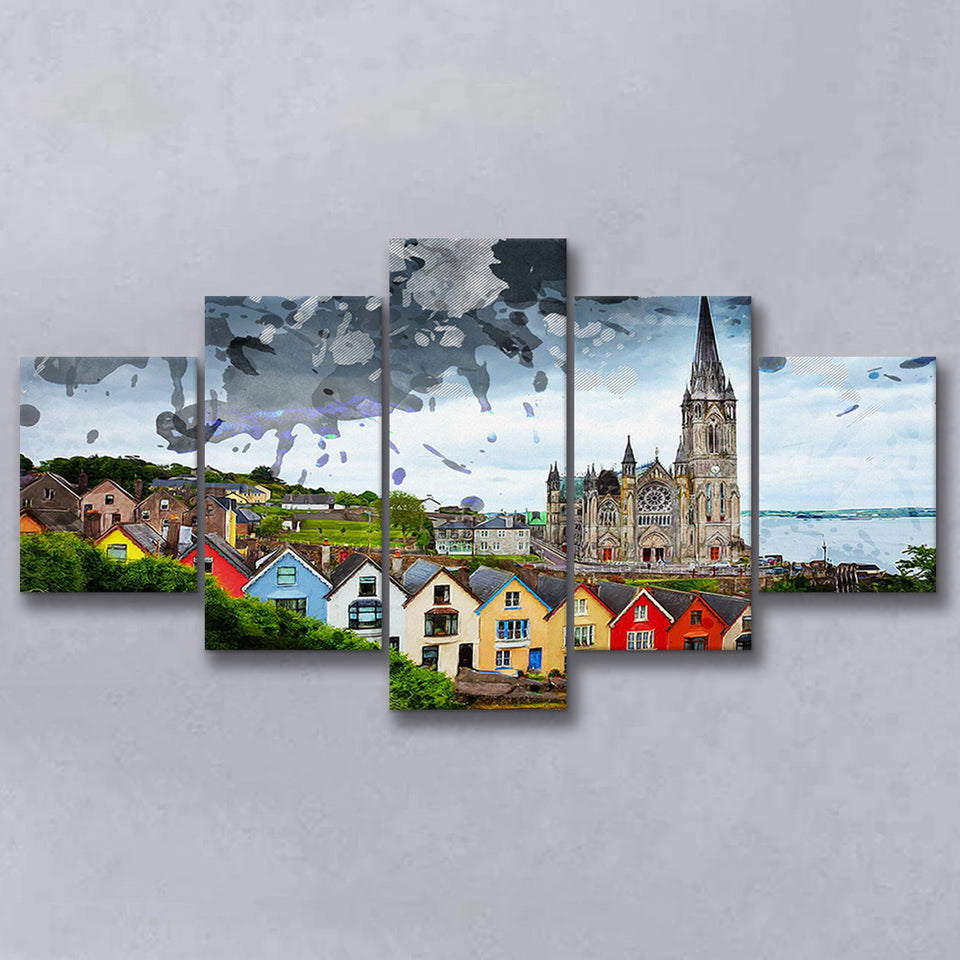 St. Colmans Cathedral Cobh 5 Pieces Canvas Prints Wall Art Decor - Painting Canvas, Mixed Canvas, Multi Panels