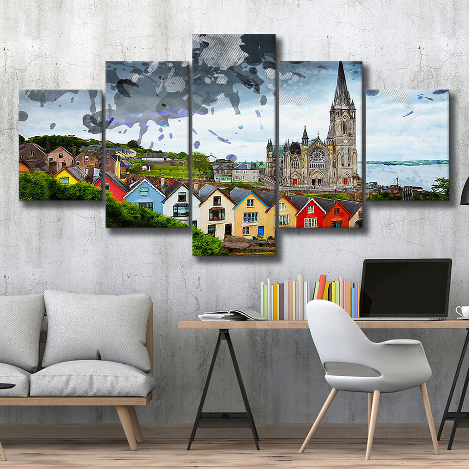 St. Colmans Cathedral Cobh 5 Pieces Canvas Prints Wall Art Decor - Painting Canvas, Mixed Canvas, Multi Panels