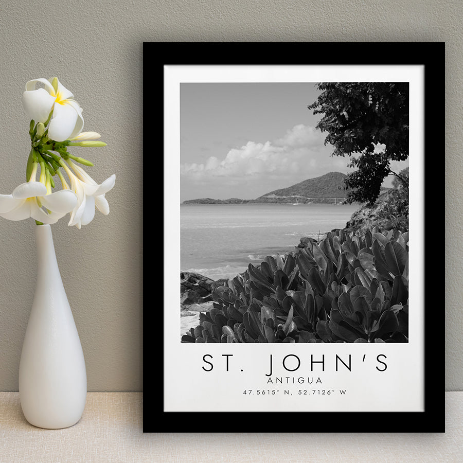 St. John'S, Antigua Black And White Art Framed Art Prints Wall Art Decor, Framed Picture