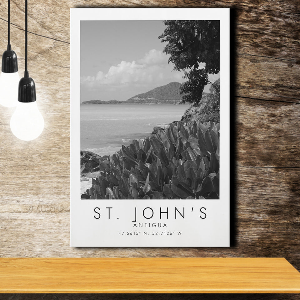 St. John'S, Antigua Black And White Art Canvas Prints Wall Art Home Decor