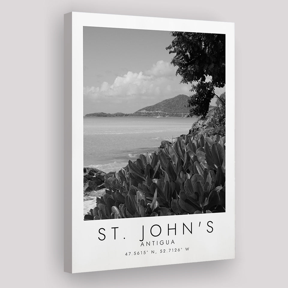 St. John'S, Antigua Black And White Art Canvas Prints Wall Art Home Decor
