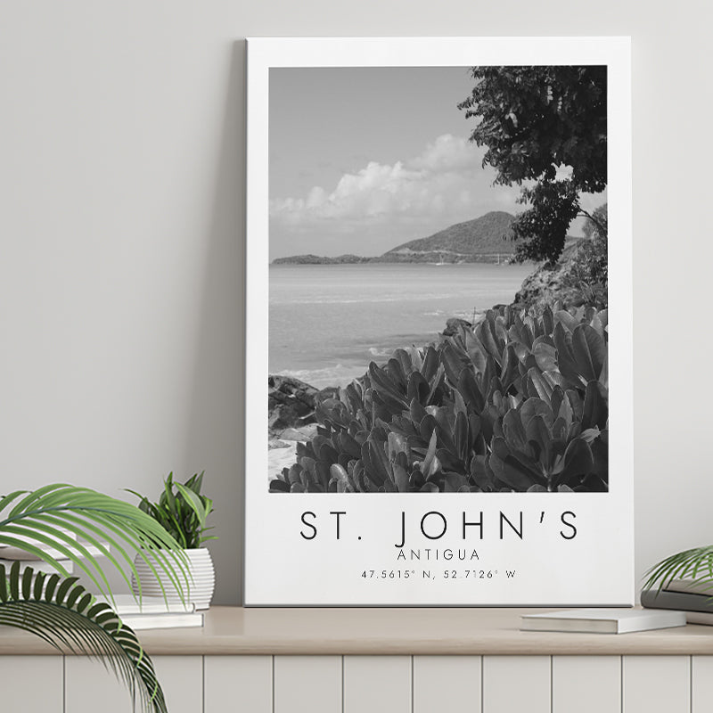 St. John'S, Antigua Black And White Art Canvas Prints Wall Art Home Decor