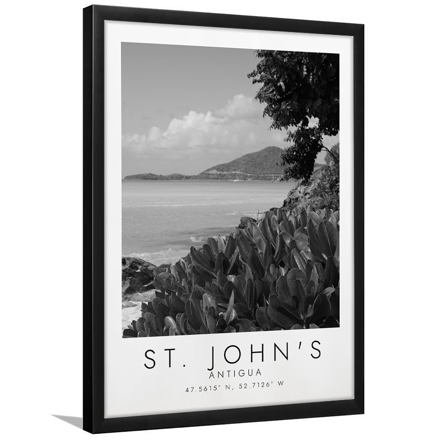 St. John'S, Antigua Black And White Art Framed Art Prints Wall Art Decor, Framed Picture