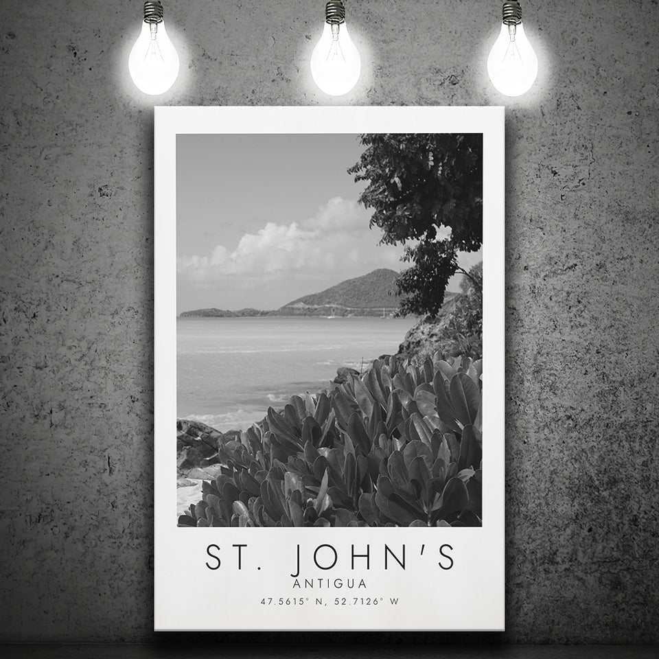 St. John'S, Antigua Black And White Art Canvas Prints Wall Art Home Decor