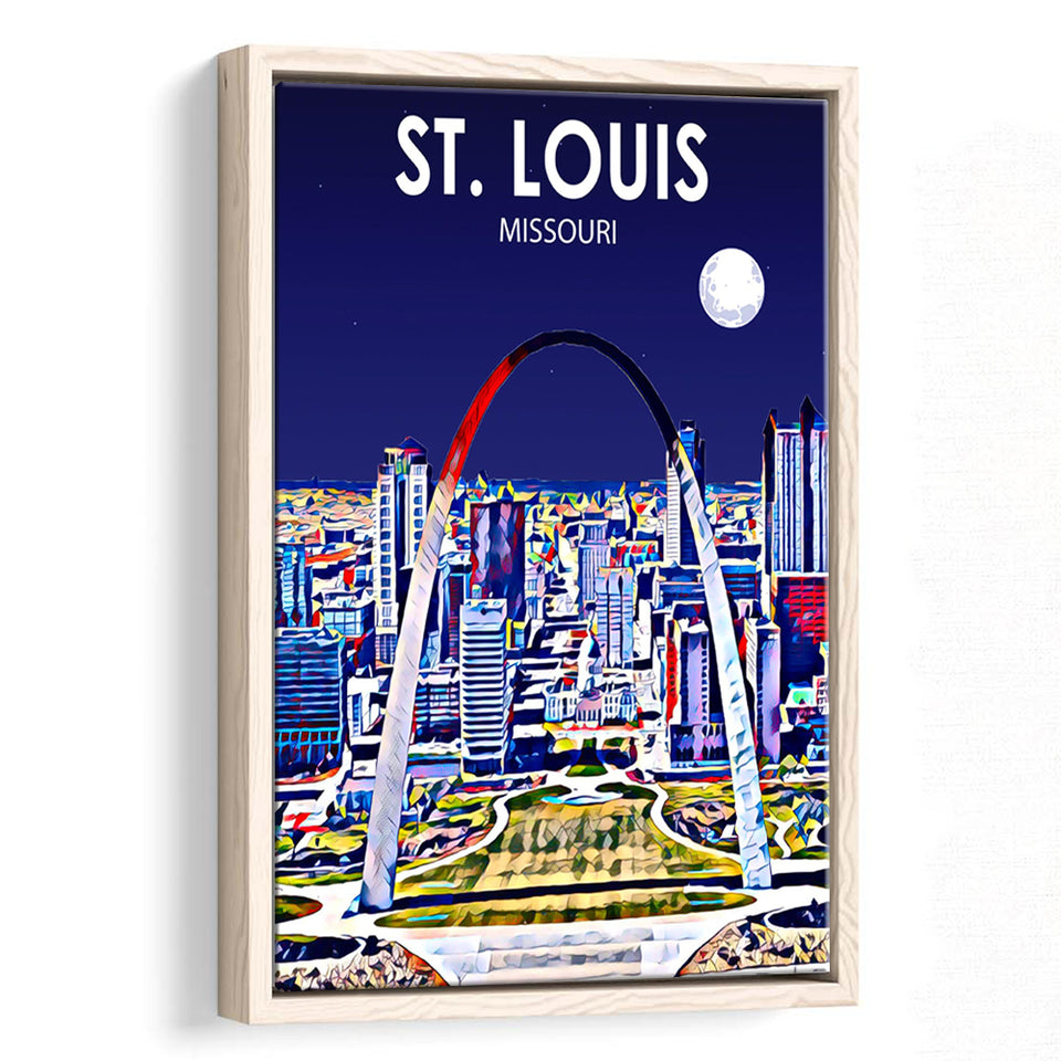 St Louis MI Art V1, Large Canvas, Framed Canvas Print Wall Art Home Decor, Floating Frame