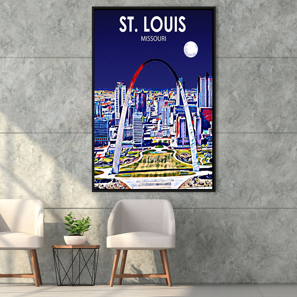 St Louis MI Art V1, Large Canvas, Framed Canvas Print Wall Art Home Decor, Floating Frame