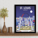 St Louis MI Art V1, Large Canvas, Framed Canvas Print Wall Art Home Decor, Floating Frame
