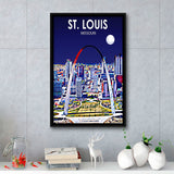 St Louis MI Art V1, Large Canvas, Framed Canvas Print Wall Art Home Decor, Floating Frame
