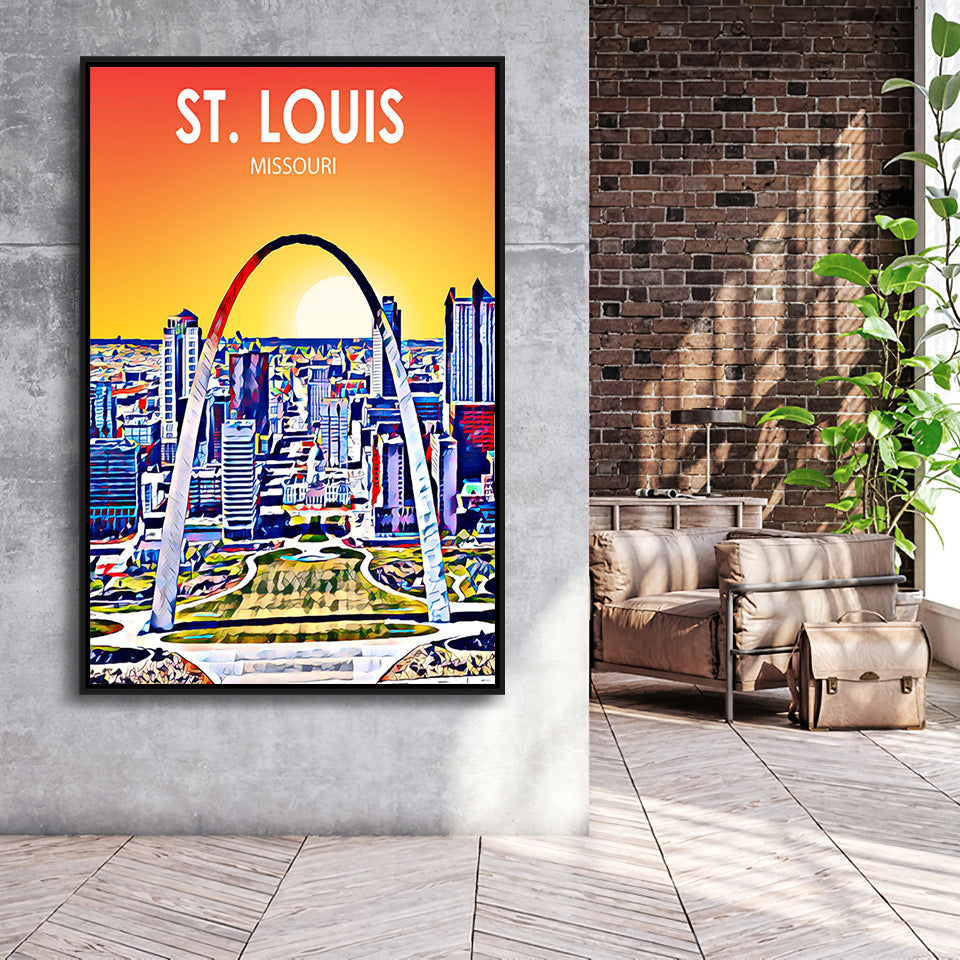 St Louis MI Art, Large Canvas, Framed Canvas Print Wall Art Home Decor, Floating Frame