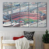 StLouis Cardinals Stadium Canvas Prints Busch Stadium Wall Art Aerial,Multi Panels B,Sport Stadium Art Prints, Fan Gift
