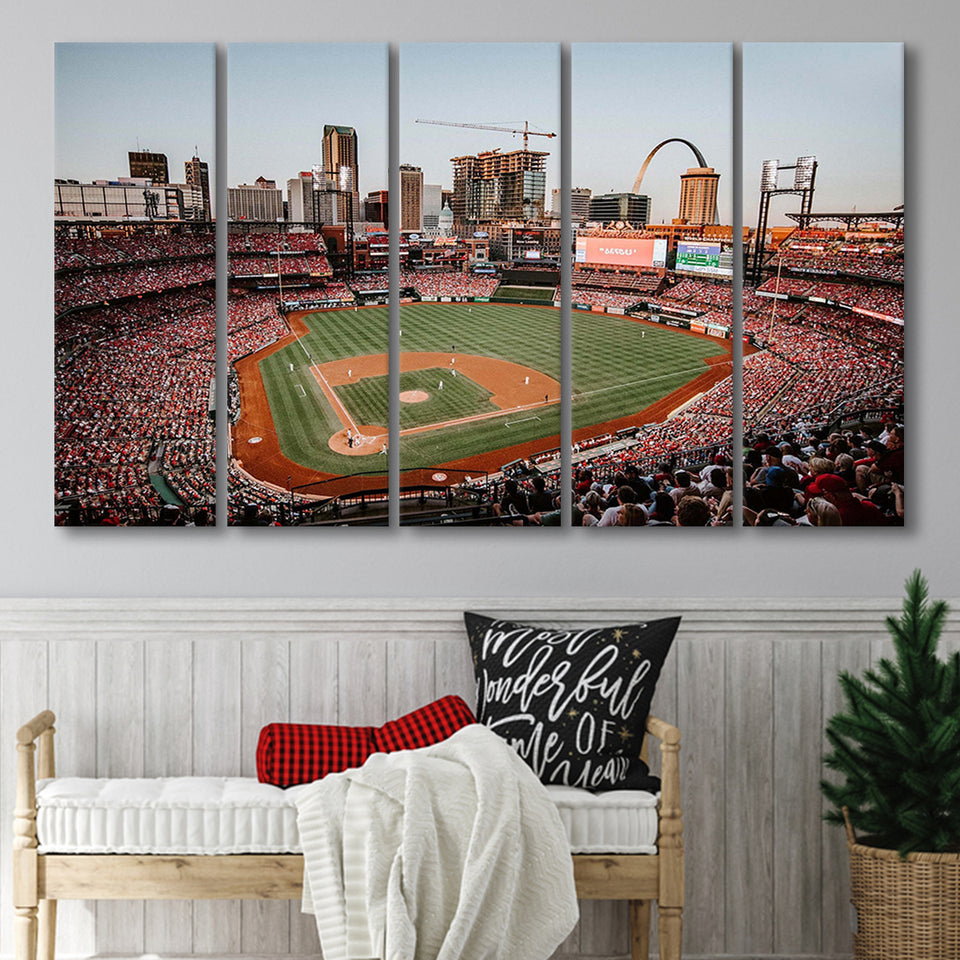 StLouis Cardinals Stadium Canvas Prints Busch Stadium Wall Art Baseball,Multi Panels B,Sport Stadium Art Prints, Fan Gift