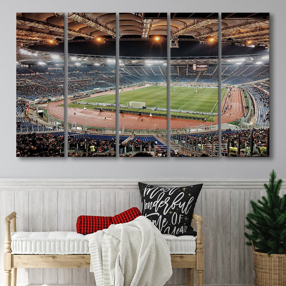 Stadio Olimpico Stadium Canvas Prints Roma Wall Art Lazio Poster,Multi Panels B,Sport Stadium Art Prints, Fan Gift