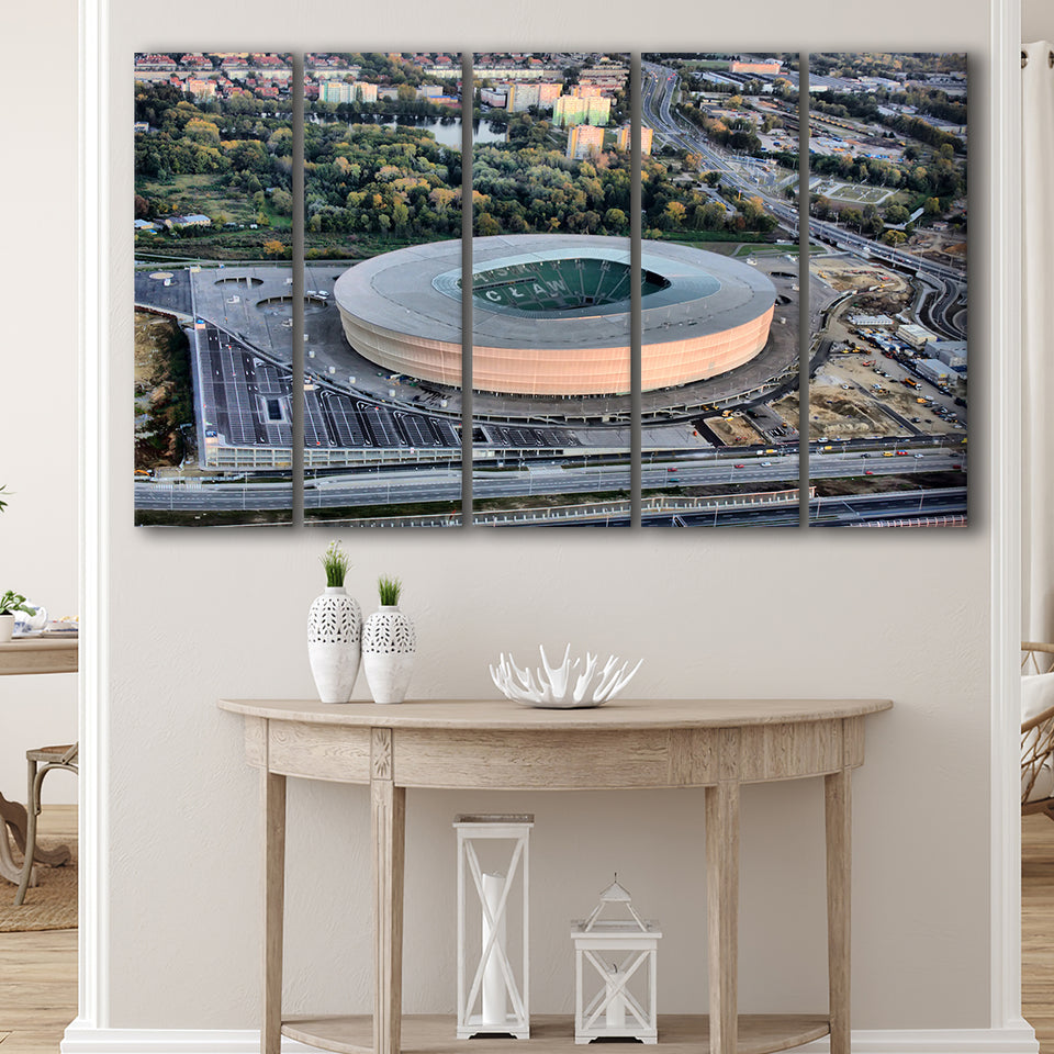 Stadion We Wroclaw, Stadium Canvas, Sport Art, Gift for him, Multi Panels B, Canvas Prints Wall Art Decor