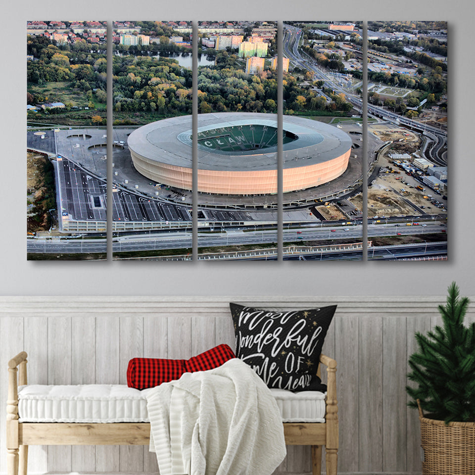 Stadion We Wroclaw, Stadium Canvas, Sport Art, Gift for him, Multi Panels B, Canvas Prints Wall Art Decor
