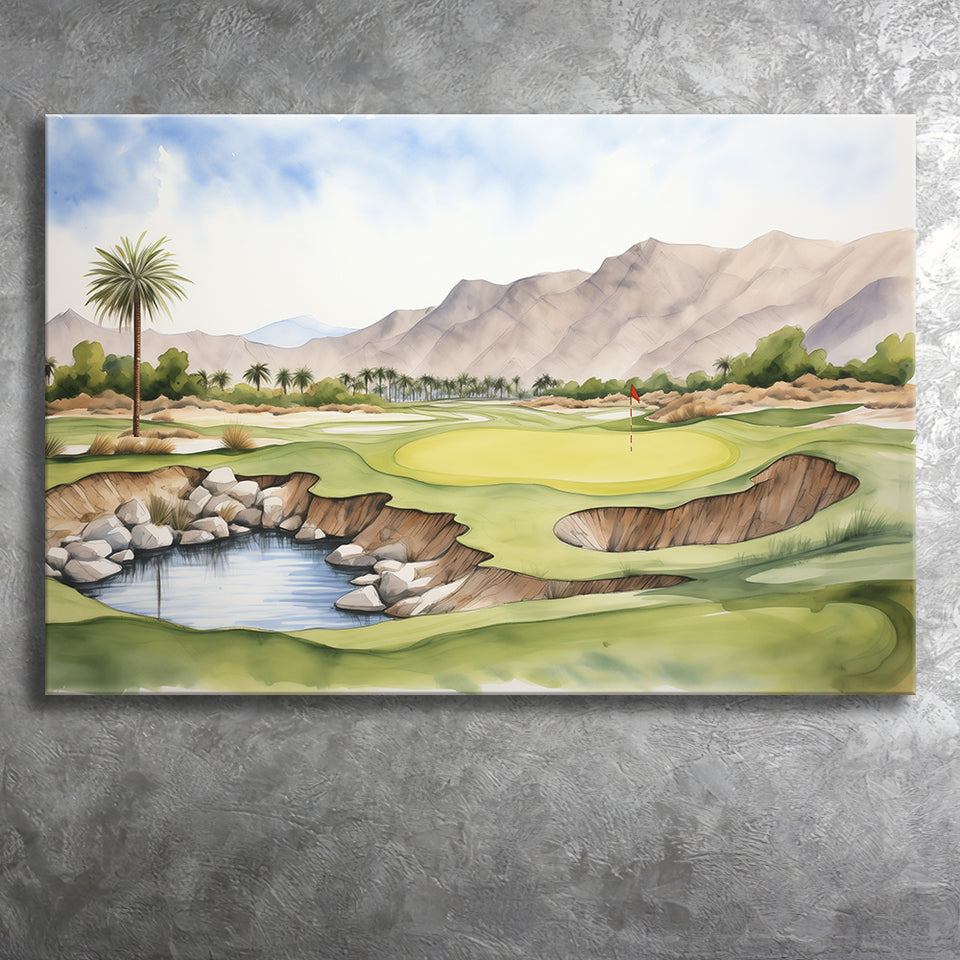 Stadium Golf Course Ink Watercolor Painting Canvas Prints Wall Art, Painting Art Home Decor