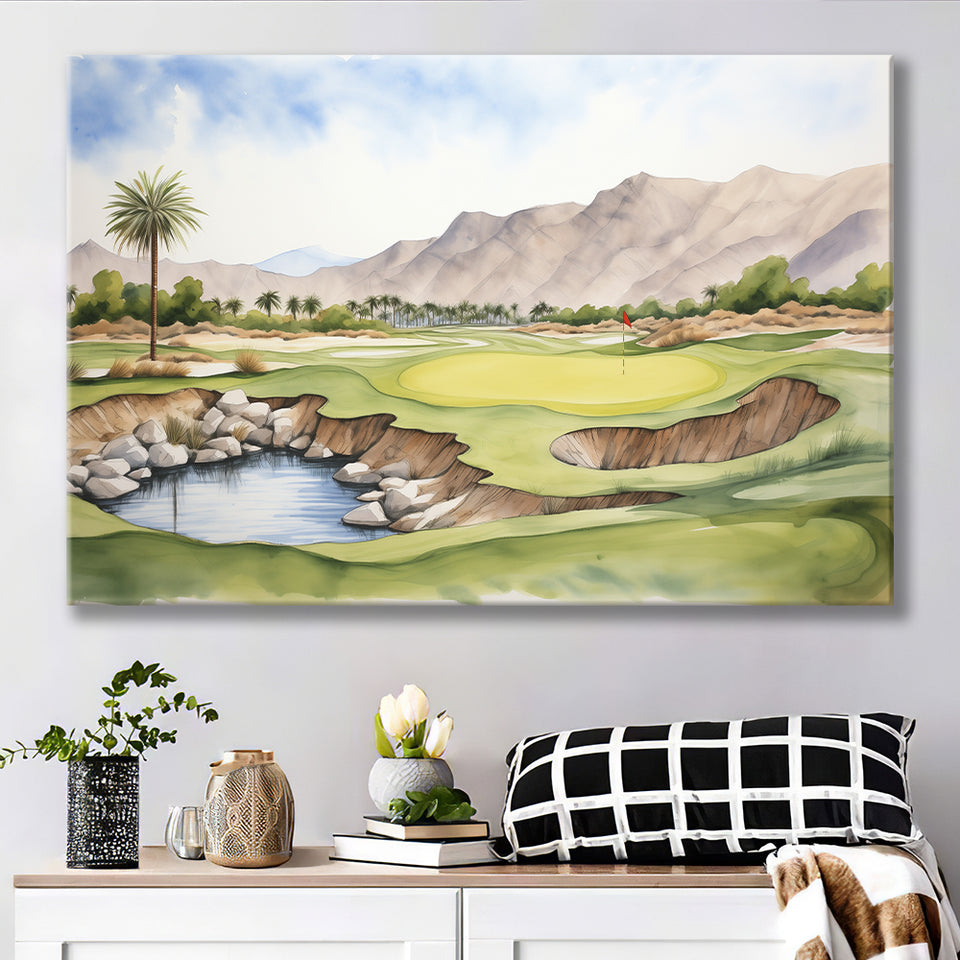 Stadium Golf Course Ink Watercolor Painting Canvas Prints Wall Art, Painting Art Home Decor