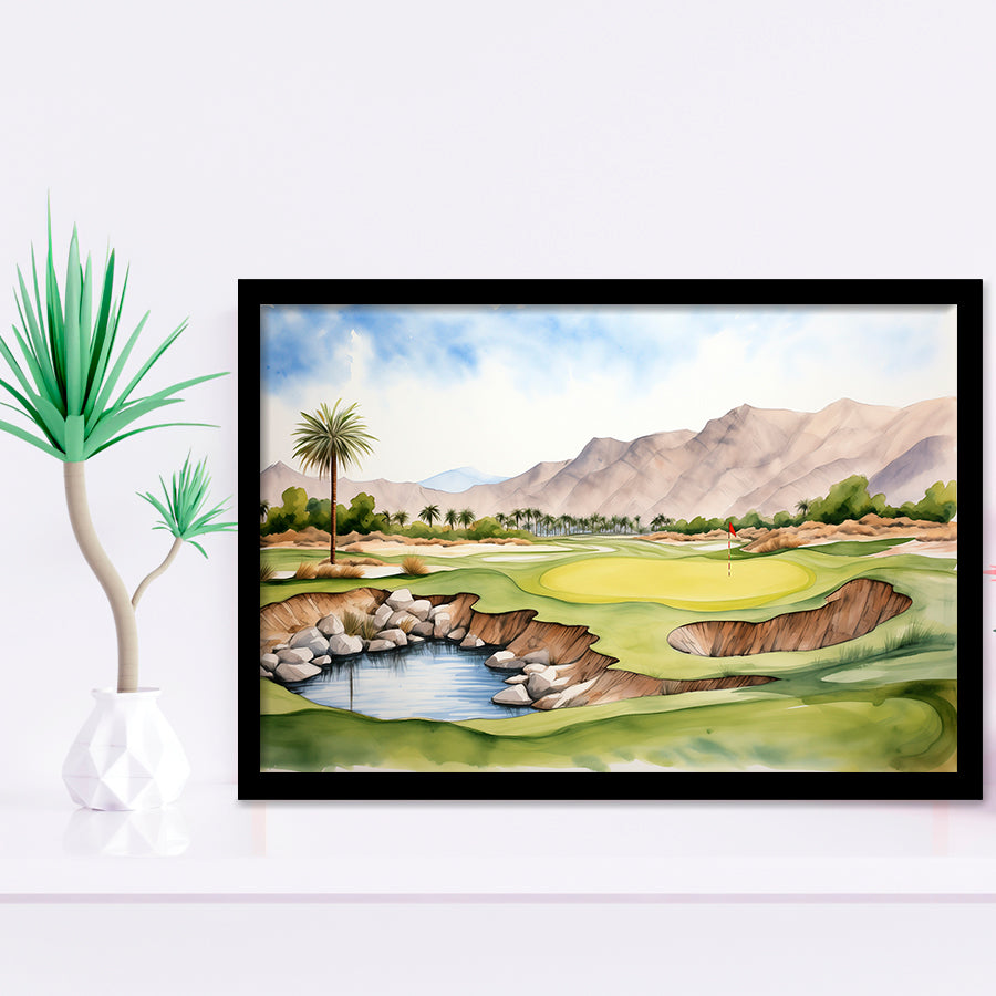 Stadium Golf Course Ink Watercolor Painting Framed Art Prints Wall Decor, Framed Painting Art