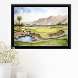 Stadium Golf Course Ink Watercolor Painting, Framed Canvas Prints Wall Art Decor, Floating Frame