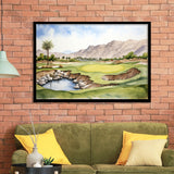 Stadium Golf Course Ink Watercolor Painting Framed Art Prints Wall Decor, Framed Painting Art