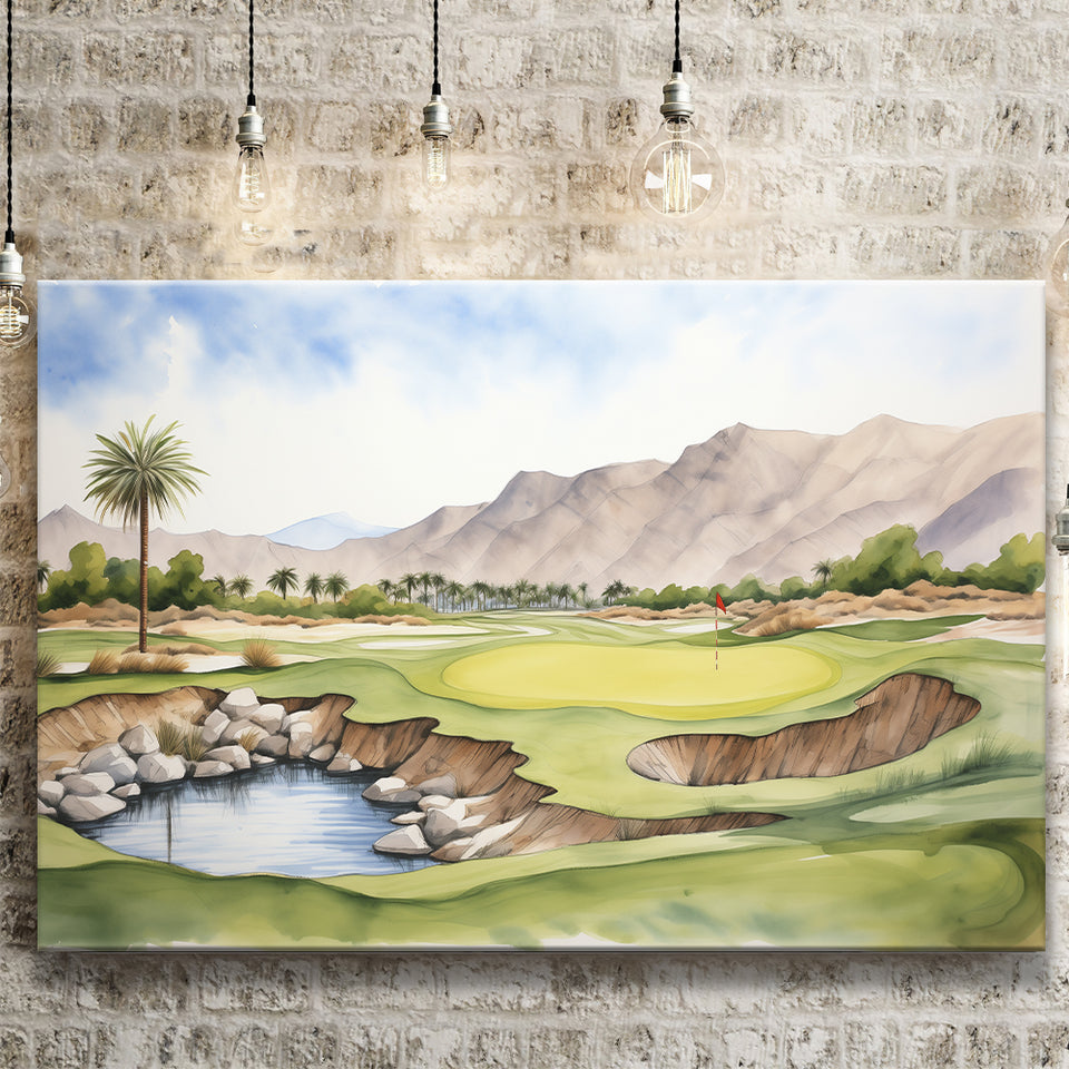 Stadium Golf Course Ink Watercolor Painting Canvas Prints Wall Art, Painting Art Home Decor