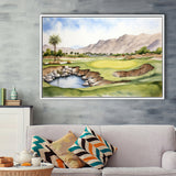 Stadium Golf Course Ink Watercolor Painting, Framed Canvas Prints Wall Art Decor, Floating Frame