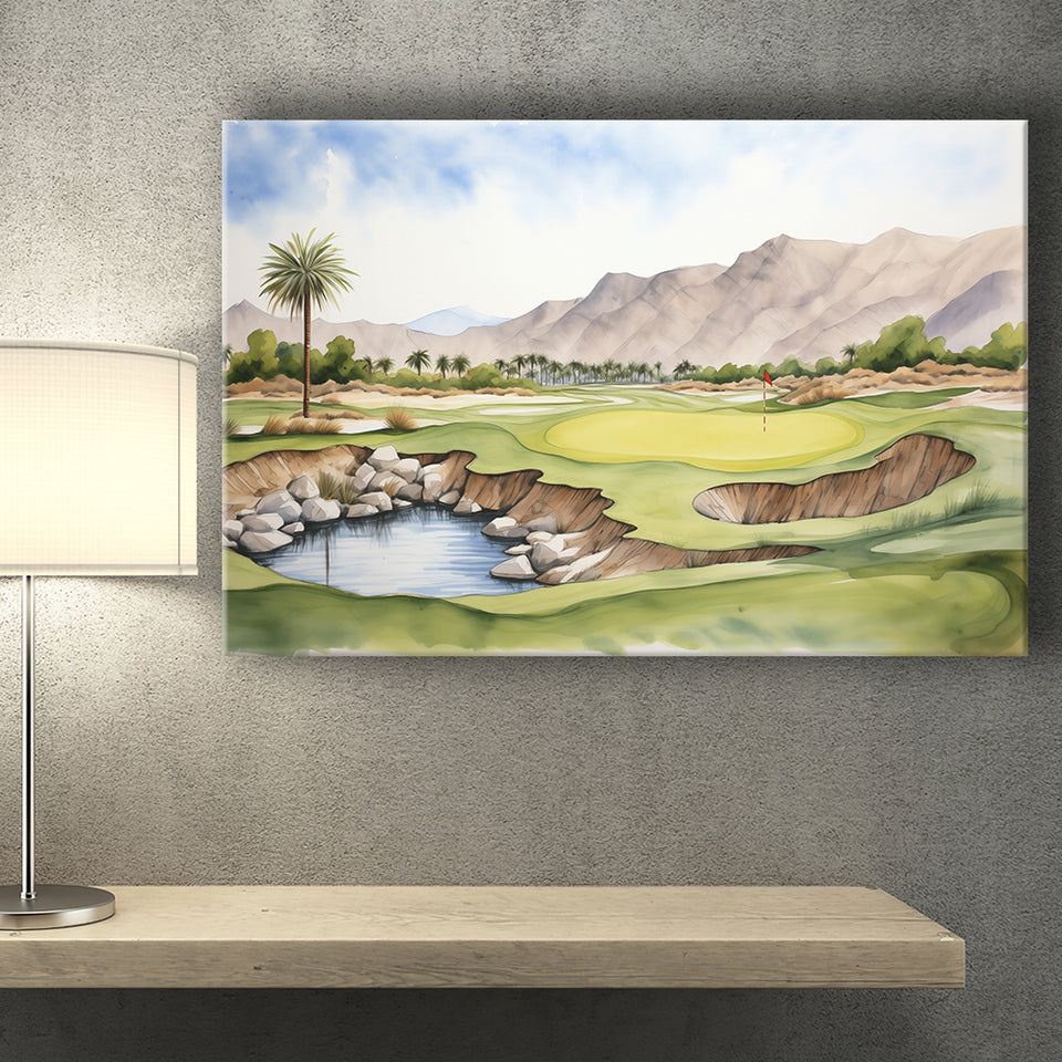 Stadium Golf Course Ink Watercolor Painting Canvas Prints Wall Art, Painting Art Home Decor