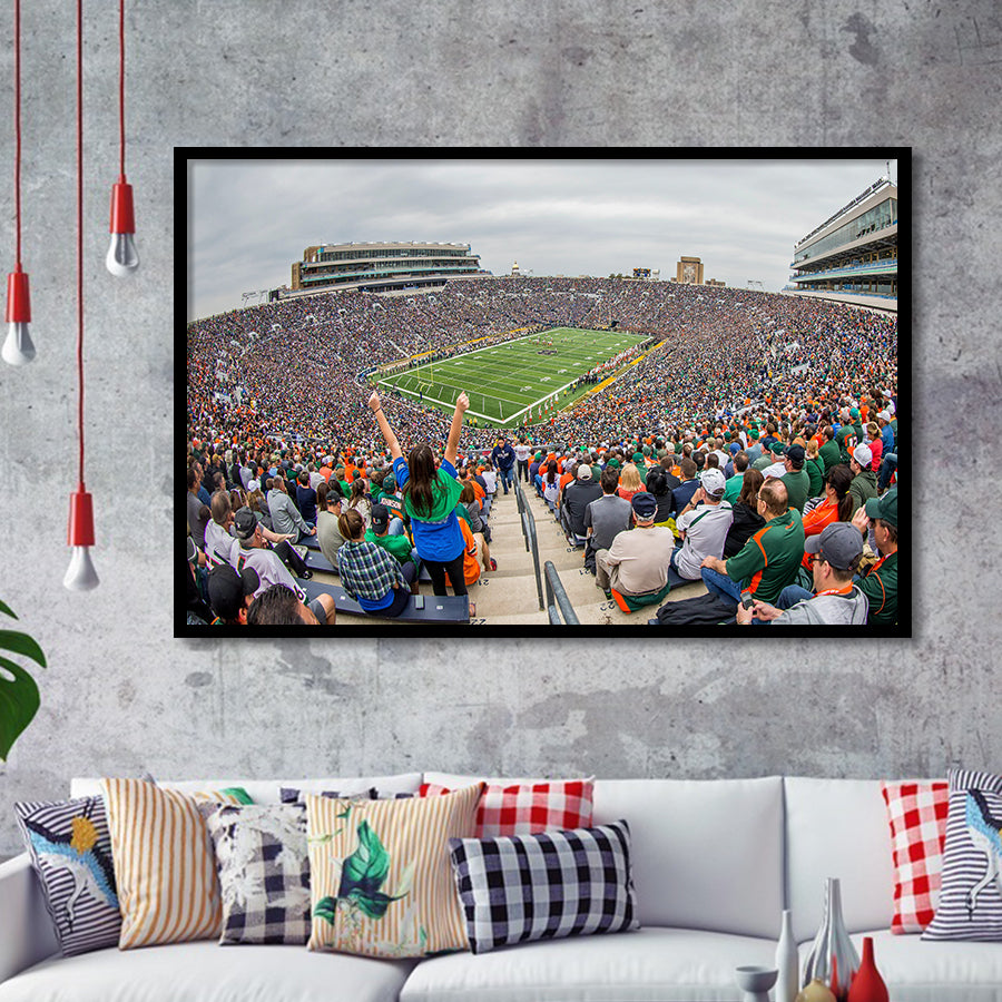 Stadium in Notre Dame, Stadium Canvas, Sport Art, Gift for him, Framed Art Prints Wall Art Decor, Framed Picture