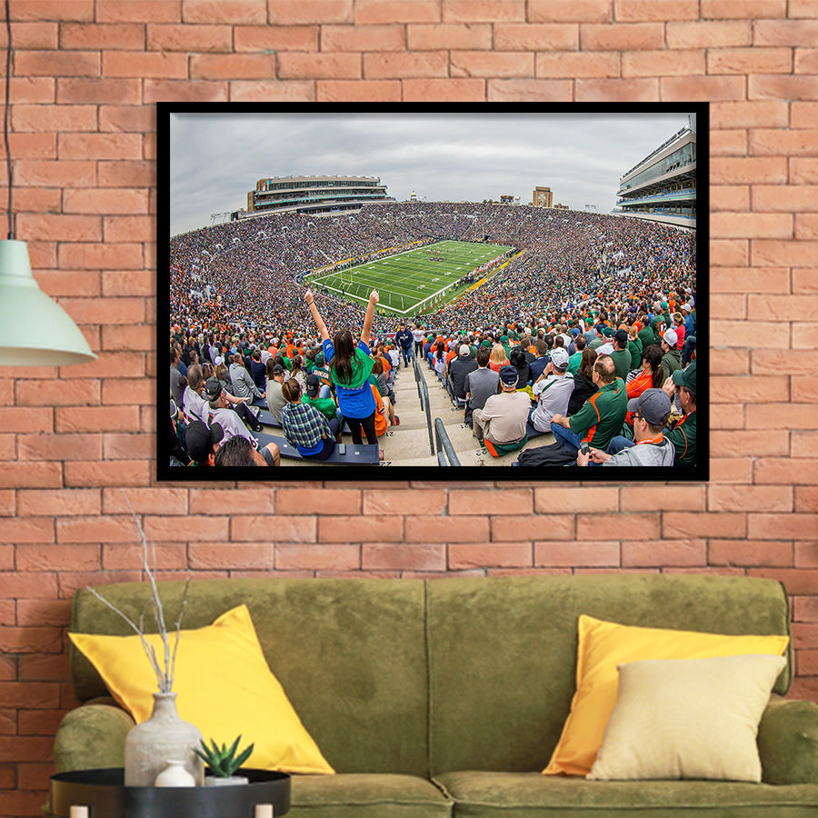 Stadium in Notre Dame, Stadium Canvas, Sport Art, Gift for him, Framed Art Prints Wall Art Decor, Framed Picture