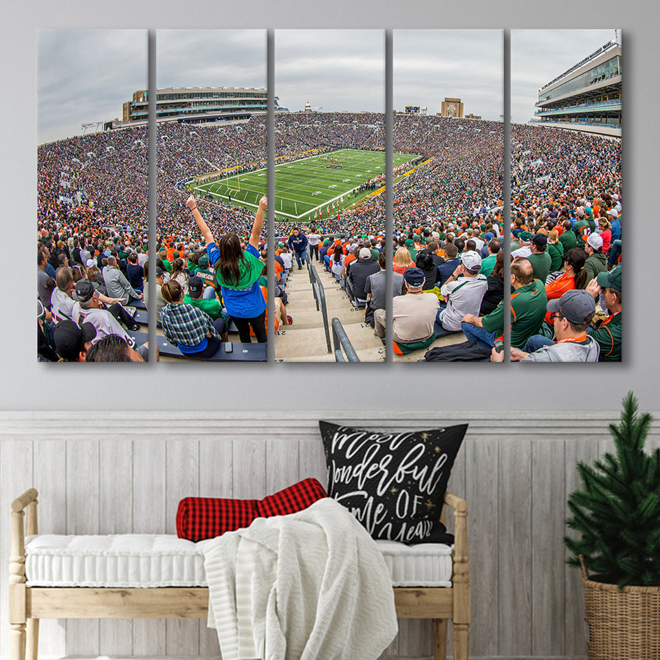 Stadium in Notre Dame, Stadium Canvas, Sport Art, Gift for him, Multi Panels B, Canvas Prints Wall Art Decor