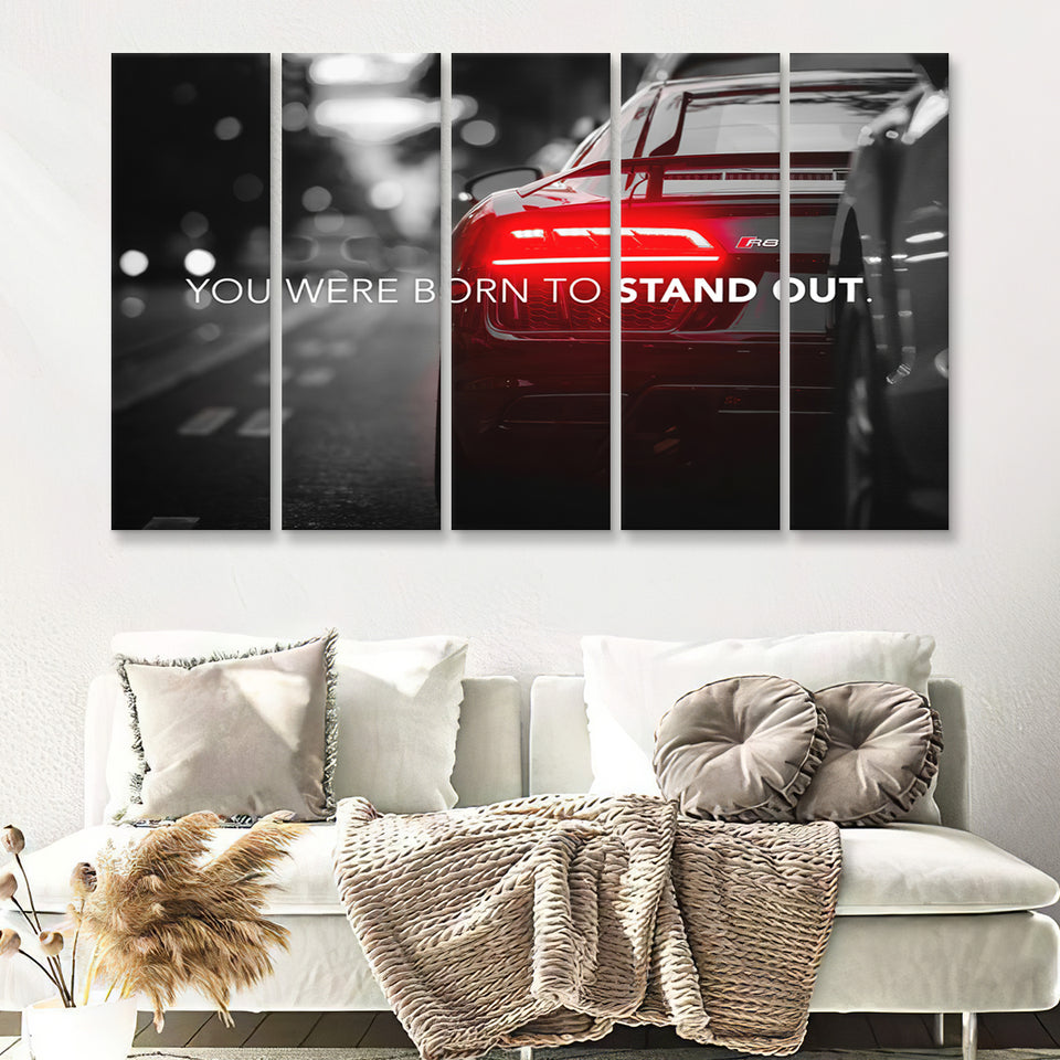 Stand Out Supercar Quote Inspirational Motivation Art 5 Pieces B Canvas Prints Wall Art - Painting Canvas,Multi Panel,5 Panels