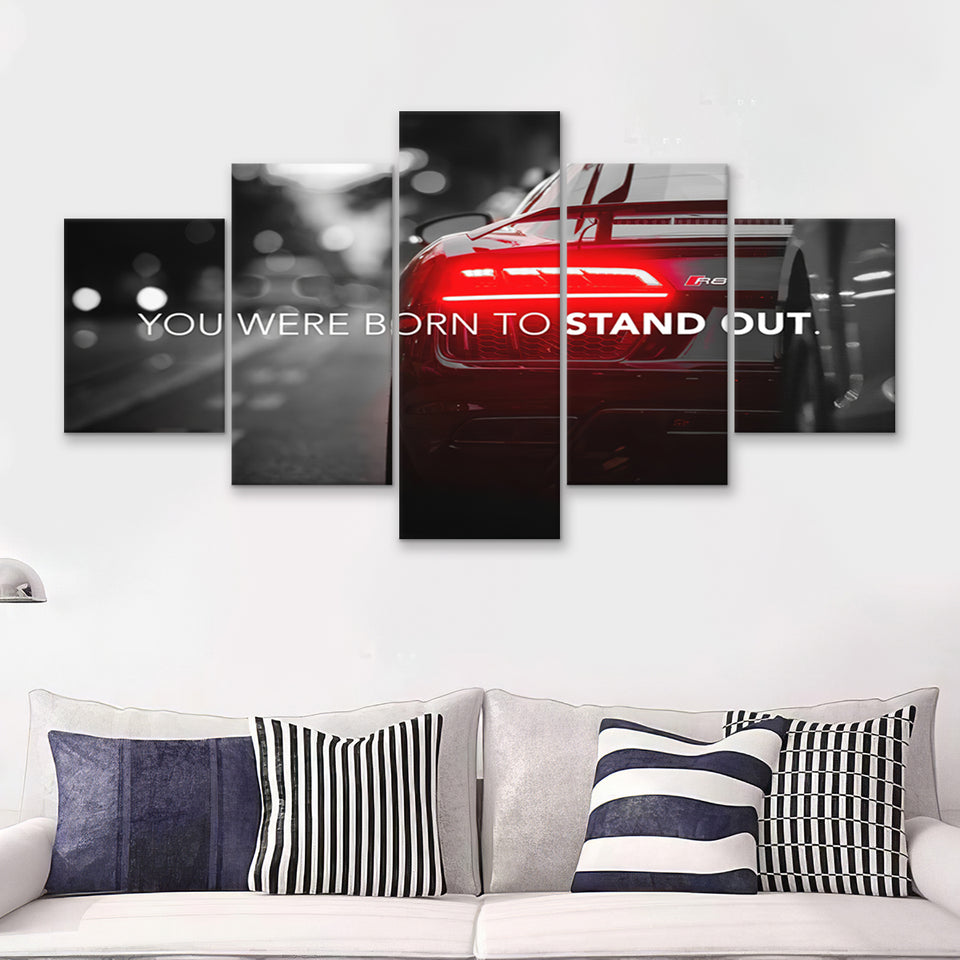 Stand Out Supercar Quote Inspirational Motivation Art 5 Pieces Canvas Prints Wall Art - Painting Canvas,Multi Panel,5 Panels