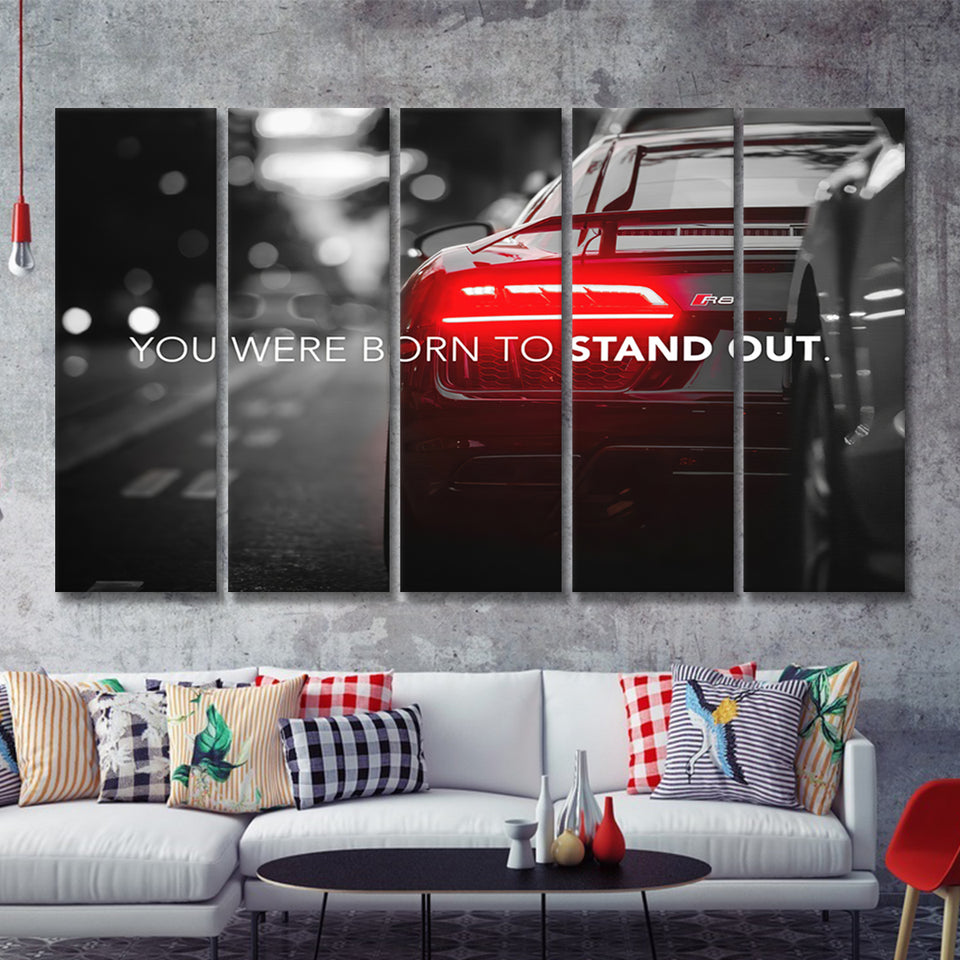 Stand Out Supercar Quote Inspirational Motivation Art 5 Pieces B Canvas Prints Wall Art - Painting Canvas,Multi Panel,5 Panels