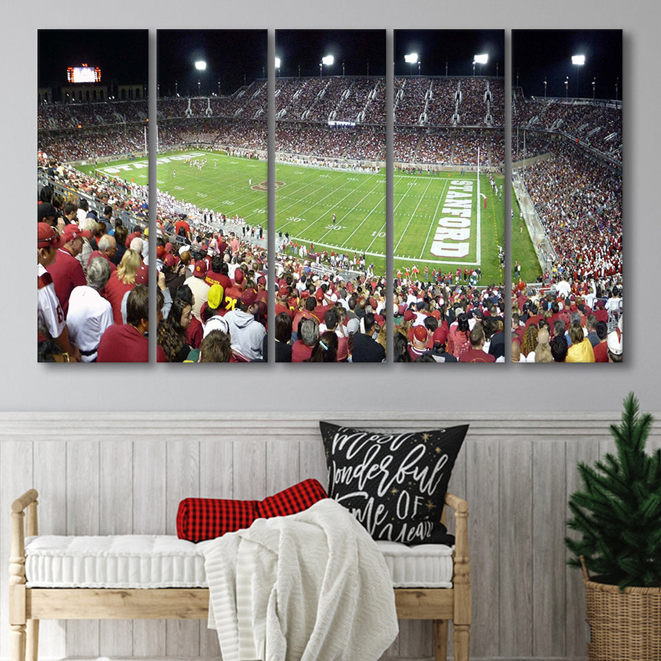 Stanford Cardinal Stadium Canvas Prints Stanford Stadium Wall Art American,Multi Panels B,Sport Stadium Art Prints, Fan Gift