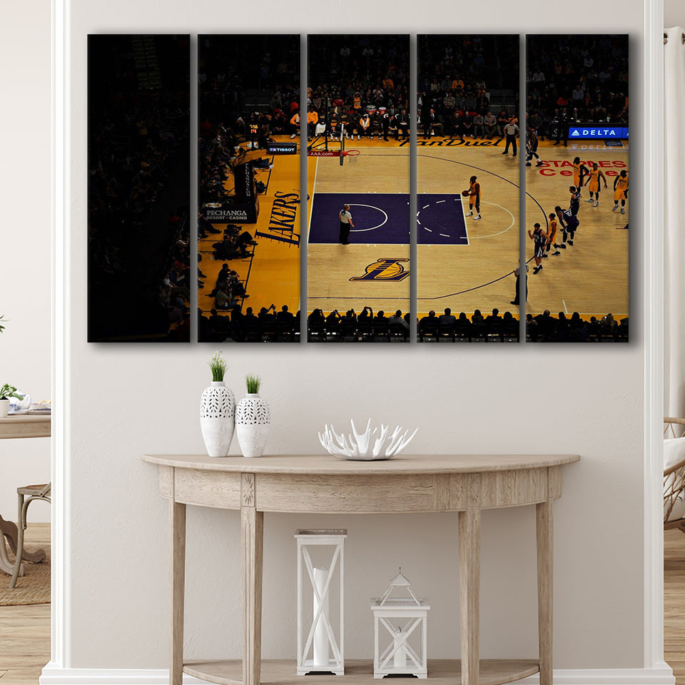 Staples Center Stadium Canvas Prints Los Angeles Lakers Wall Art,Multi Panels B,Sport Stadium Art Prints, Fan Gift