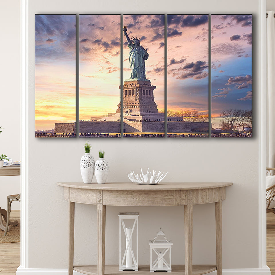 Statue Of Liberty New York Art Print, Multi Panels, 5 Pieces B, Canvas Prints Wall Art Home Decor,X Large Canvas