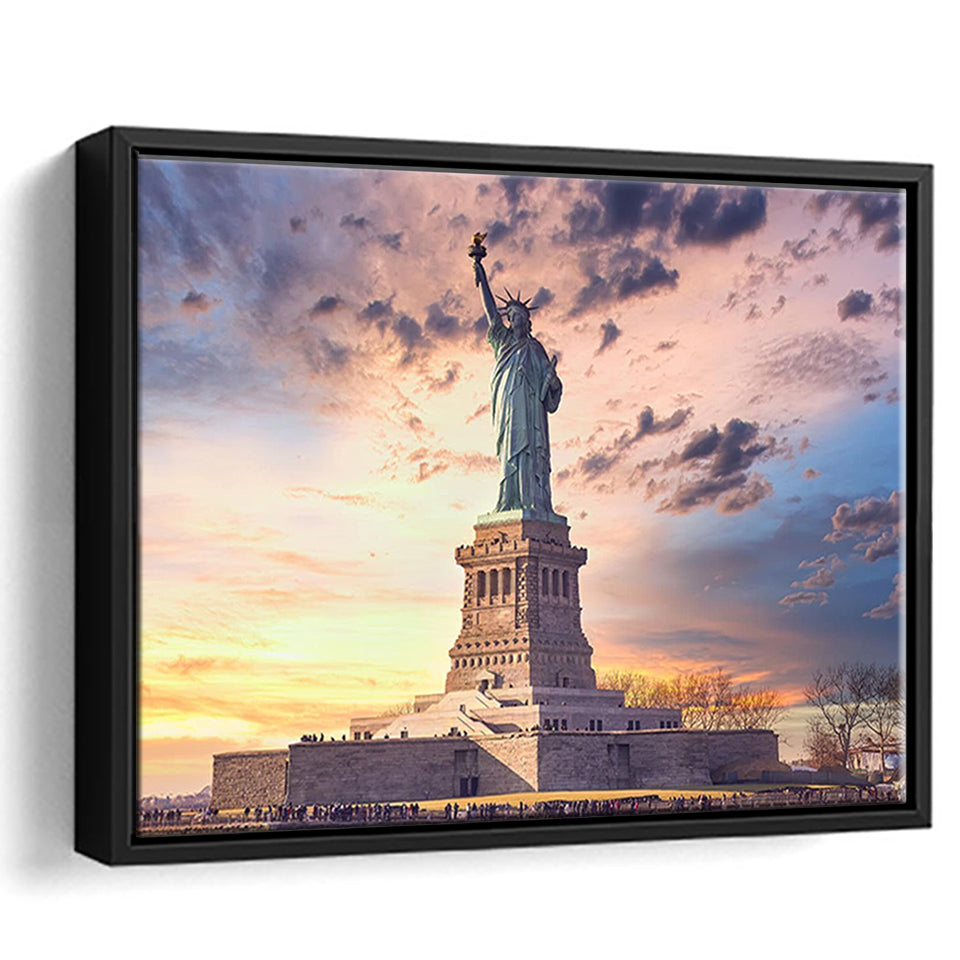 Statue Of Liberty New York Art Print, Framed Canvas Prints Wall Art Home Decor,Floating Frame, Ready to Hang
