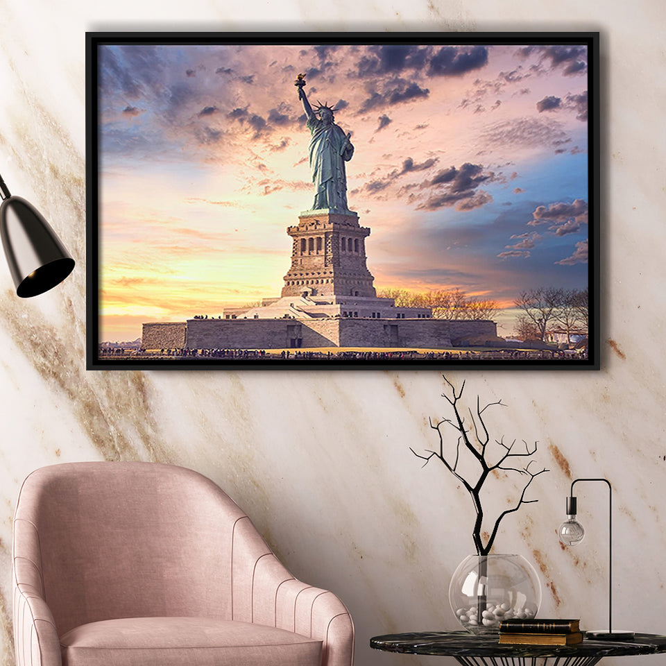 Statue Of Liberty New York Art Print, Framed Canvas Prints Wall Art Home Decor,Floating Frame, Ready to Hang