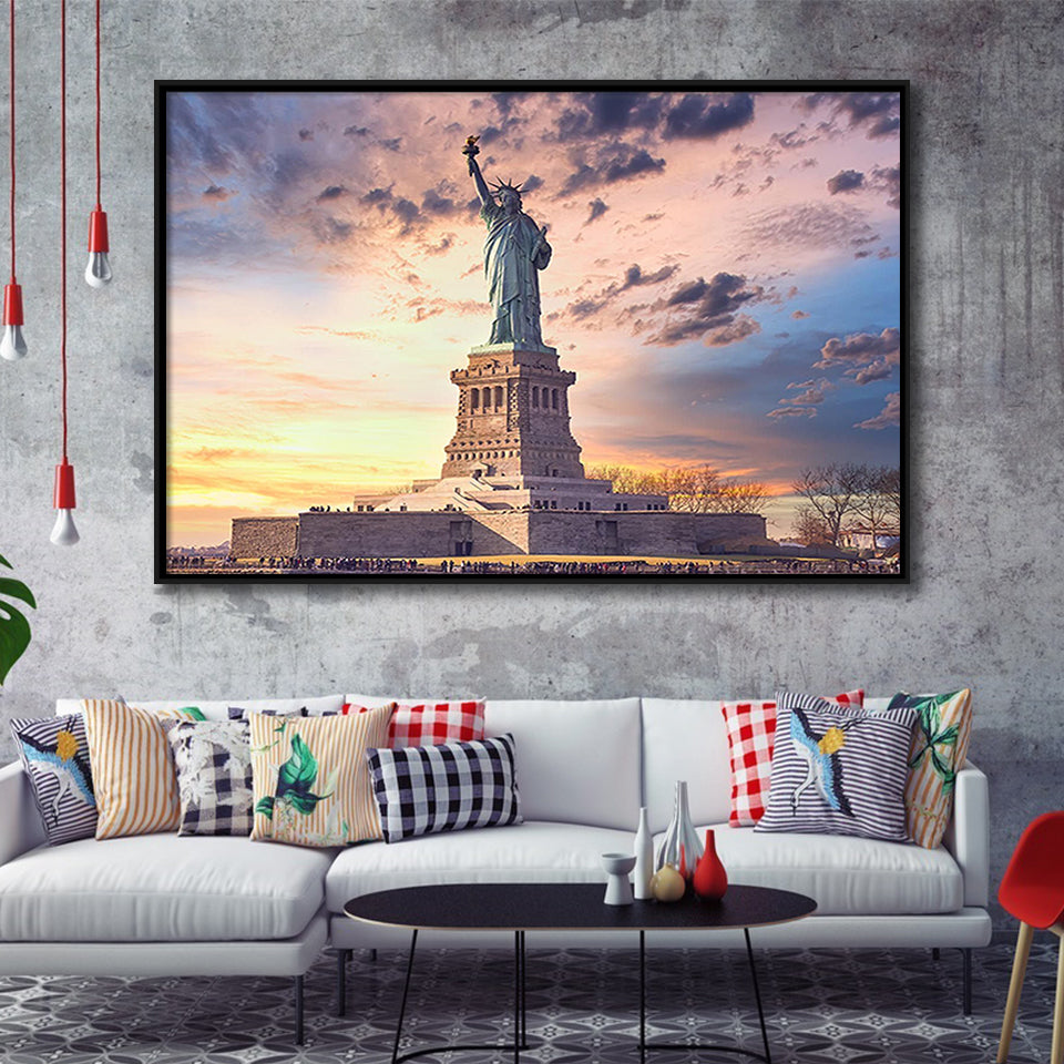 Statue Of Liberty New York Art Print, Framed Canvas Prints Wall Art Home Decor,Floating Frame, Ready to Hang