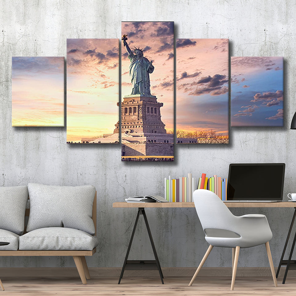 Statue Of Liberty New York Art Print, Multi Panels, 5 Pieces, Canvas Prints Wall Art Home Decor