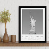 Statue Of Liberty New York City 1 Black And White Art Framed Canvas Prints Wall Art Home Decor, Floating Frame