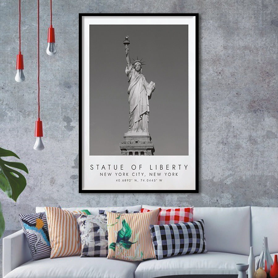 Statue Of Liberty New York City 1 Black And White Art Framed Art Prints Wall Art Decor, Framed Picture