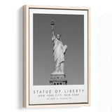 Statue Of Liberty New York City 1 Black And White Art Framed Canvas Prints Wall Art Home Decor, Floating Frame