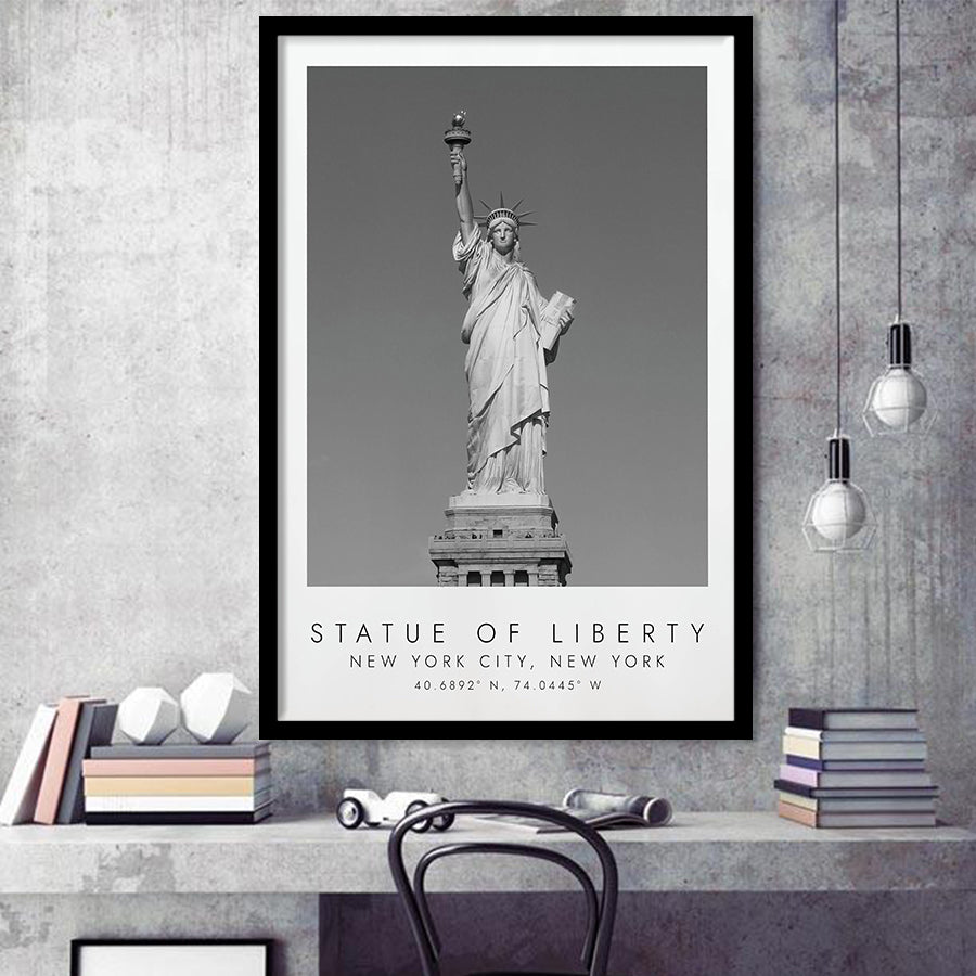 Statue Of Liberty New York City 1 Black And White Art Framed Art Prints Wall Art Decor, Framed Picture