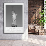 Statue Of Liberty New York City 1 Black And White Art Framed Canvas Prints Wall Art Home Decor, Floating Frame
