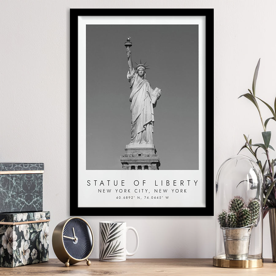 Statue Of Liberty New York City 1 Black And White Art Framed Art Prints Wall Art Decor, Framed Picture