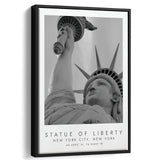 Statue Of Liberty New York City Black And White Art Framed Canvas Prints Wall Art Home Decor, Floating Frame