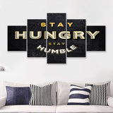 Stay Hungry Stay Humble Quote Inspirational Motivation Art 5 Pieces Canvas Prints Wall Art - Painting Canvas,Multi Panel,5 Panels
